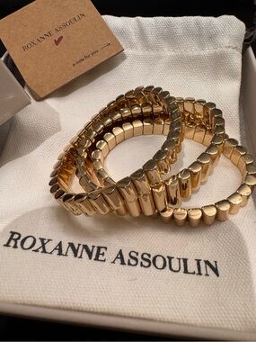 Roxanne Assoulin Gold Stretch Bracelet Set - Stackable Link Bands